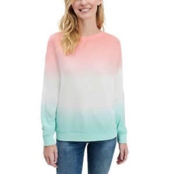 Splendid Dip Dye Ombre Waffle Knit Thermal Long Sleeve T-Shirt M - Picture 1 of 5